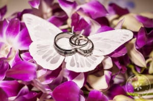 butterfly wedding rings orchids