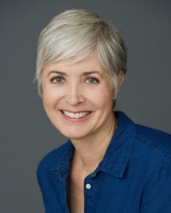 actor headshot, woman with short silver hair